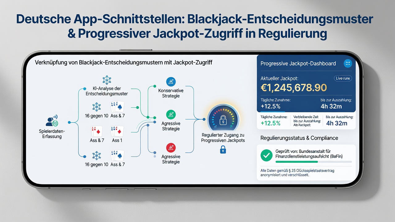 Darstellung einer progressiven Jackpot-Anzeige in einer mobilen Blackjack-App mit Entscheidungsindikatoren